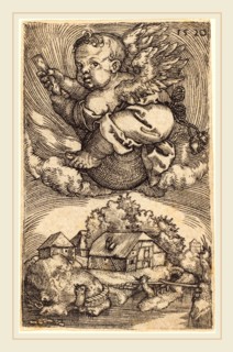 Barthel Beham (German, 1502-1540), Genius on a Globe Floating in the Air, 1520, engraving