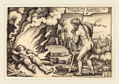Sebald Beham (German, 1500-1550), Death of Hercules, 1542-1548, engraving
