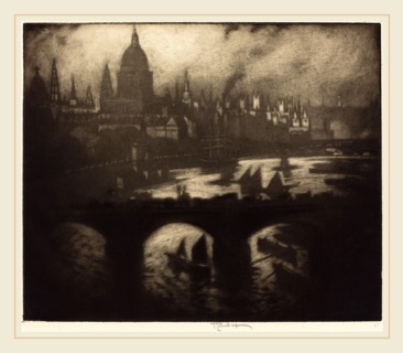 Joseph Pennell, Wren's City, American, 1857-1926, 1909, mezzotint on laid paper