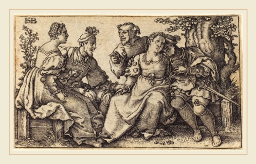after Hans Sebald Beham, Two Loving Pairs with Clown, engraving