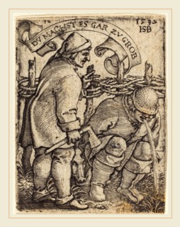 Sebald Beham (German, 1500-1550), Vomiting Peasant, engraving