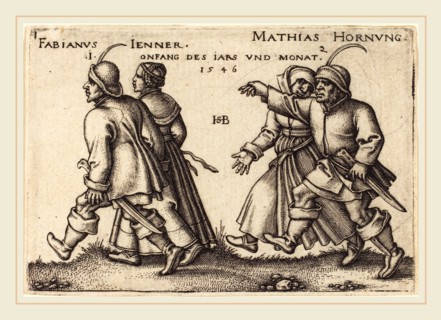 Sebald Beham (German, 1500-1550), January and February, 1546, engraving