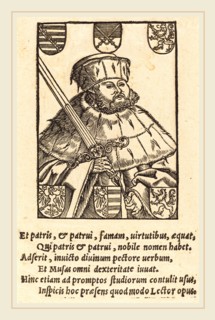 after Lucas Cranach the Younger, John Frederic the Magnanimous, in Electoral Robes [left], woodcut