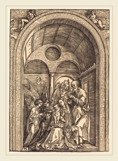 Albrecht DÃ¼rer (German, 1471-1528), The Holy Family with Two Angels in a Vaulted Hall, c. 1504,