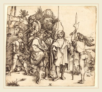 Albrecht DÃ¼rer (German, 1471-1528), Five Soldiers and a Turk on Horseback, 1495-1496, engraving