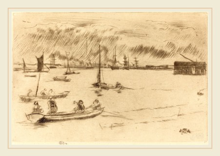 James McNeill Whistler (American, 1834-1903), The Thames Towards Erith, c. 1877, etching