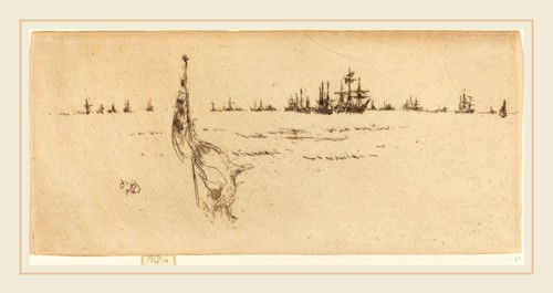 James McNeill Whistler (American, 1834-1903), Dipping the Flag, 1887, etching