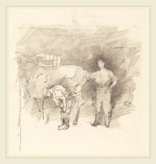 James McNeill Whistler (American, 1834-1903), The Farriers, 1888, lithograph on grayish ivory chine