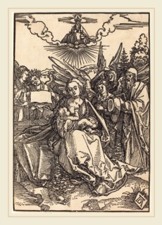 Albrecht DÃ¼rer (German, 1471-1528), The Holy Family with Five Angels, in or before 1505, woodcut