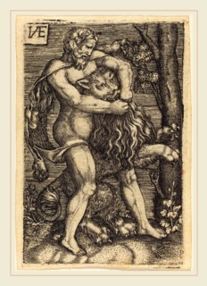 Master HVE (German, active 16th century), Hercules Killing the Lion, engraving
