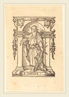 Hans Holbein the Younger (German, 1497-1498-1543), Saint Paul with Book and Sword, woodcut