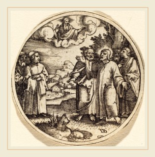 Master IB (German, active c. 1523-1530), Christ with Three of His Apostles, engraving
