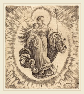 Master N.H. with the Dagger (German, active first half 16th century), Madonna on a Crescent,