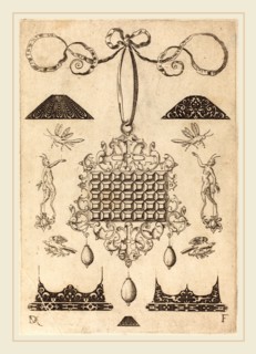 Daniel Mignot (German, active 1593-1596), Large Pendant with Square with 35 Flat Stones, 1593,