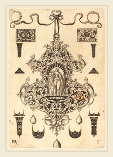 Daniel Mignot (German, active 1593-1596), Large Pendant, Charity Standing at Centre, 1593,