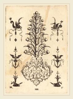 Daniel Mignot (German, active 1593-1596), Hyacinth-Shaped Brooch with Winged Animals  at Top and