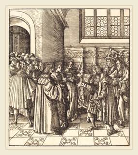 Leonhard Beck (German, c. 1480-1542), A Legation before a King, near Him Two Women Standing,