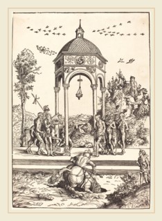 Lucas Cranach the Elder (German, 1472-1553), Marcus Curtius Plunging into the Chasm, woodcut