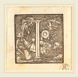 Hans Holbein the Younger (German, 1497-1498-1543), Letter T, woodcut