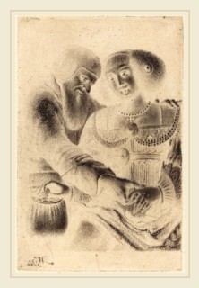 Master NW (German, active 1640), Man and Woman Embracing, stipple