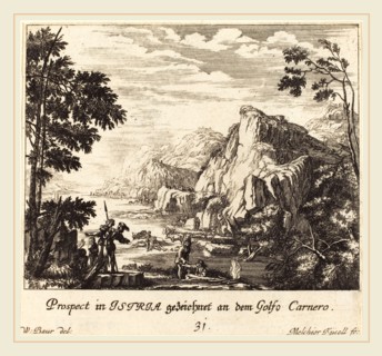 Melchior KÃ¼sel after Johann Wilhelm Baur (German, 1626-1683), Istria, Carnero Gulf, 1681, etching