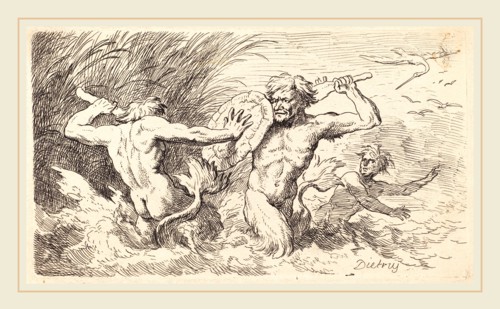 Christian Wilhelm Ernst Dietrich (German, 1712-1774), Battling Tritons, 1763, etching on wove paper