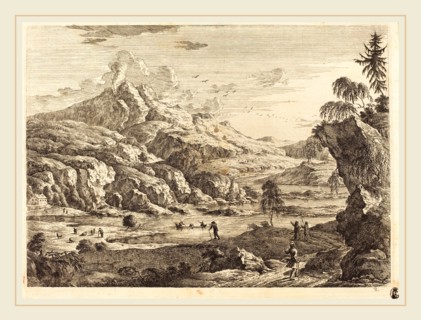 Georg Eisenmann (German, active last third 18th century), Mountainous Riverscape with Figures,