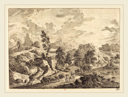 Georg Eisenmann (German, active last third 18th century), Landscape with the Rising Sun and a Rider