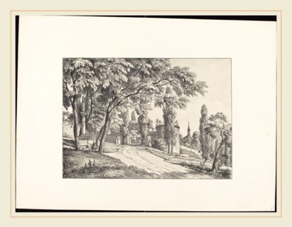 Ernst Fries (German, 1801-1833), Entrance to the Convent Courtyard, 1829, lithograph on chine collé