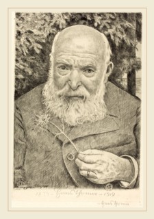 Hans Thoma, Self-Portrait VI with Flower, German, 1839-1924, 1909, etching