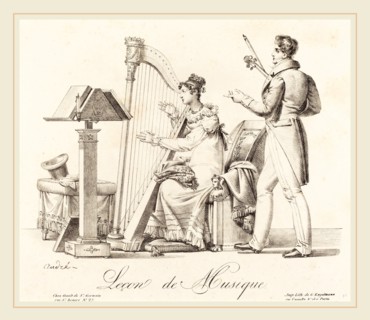 Attributed to Johann Anton Andree (German, 1775-1842), Lecon de Musique, lithograph
