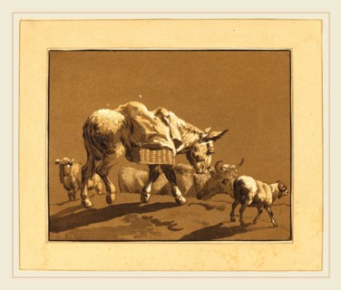 Johann Gottlieb Prestel after Joseph Wagner (German, 1739-1808), Donkey, published 1782, 4-color