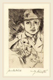 Lovis Corinth, Boy with Dog (Knabe mit Hund), German, 1858-1925, 1915, drypoint in black on wove