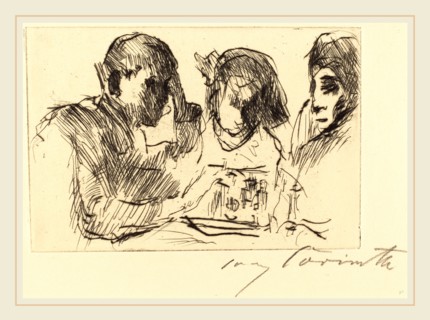 Lovis Corinth, Chess Players (Schachspiel), German, 1858-1925, 1918, drypoint in black on laid