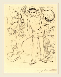 Lovis Corinth, Boy Wearing Bathing-Trunks and Straw Hat (Knabe mit Badehose und Strohhut), German,