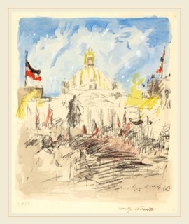 Lovis Corinth, Bismarckfeier, German, 1858-1925, 1915, transfer lithograph in black hand-colored