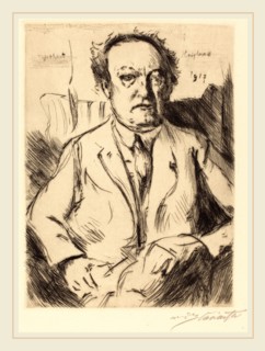Lovis Corinth, Gerhart Hauptmann, German, 1858-1925, 1917, drypoint in black on laid paper