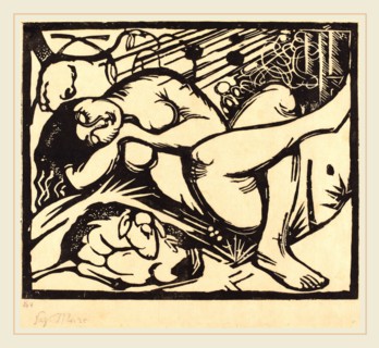 Franz Marc, Sleeping Shepherdess (Schlafende Hirtin), German, 1880-1916, 1912, woodcut