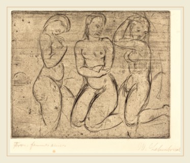Wilhelm Lehmbruck, Three Kneeling Women (Drei Frauen knied), German, 1881-1919, 1913, drypoint