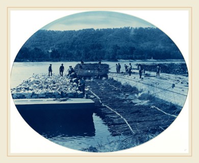 Henry Peter Bosse (American, 1844-1903), Construction of Rock and Brush Dam, L.W. 1891, 1891,