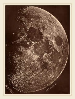 Lewis Rutherford (American, 1816-1892), Photographie de la lune a son 1er Quartier, 1865, albumen