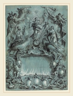 Vitus Felix Rigl (German, c. 1717-1779), An Elaborate Rococo Setting with the Virgin and Child and