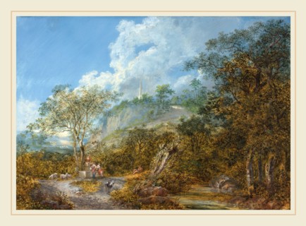 Salomon Gessner (Swiss, 1730-1788), Arcadian Landscape with an Obelisk, 1785, gouache on laid paper