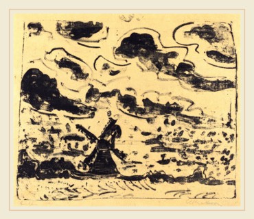 Ernst Ludwig Kirchner, Windmill near Burg on Fehmarn (WindmÃ¼hle bei Burg auf Fehmarn), German,