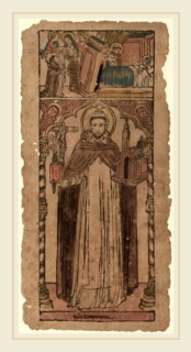 Italian 15th Century, Saint Dominic, c. 1450, woodcut, hand-colored in brown, vermilion, orange,