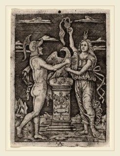after Peregrino da Cesena, Consecration of an Eagle, c. 1500-1525, niello print