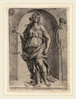 Master I.I.CA (Italian, active c. 1500-1520), Justice, c. 1520, engraving