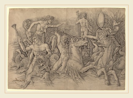 Andrea Mantegna (Italian, c. 1431-1506), Battle of the Sea Gods [left half], c. 1485-1488,