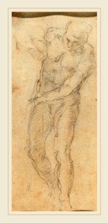 Michelangelo (Italian, 1475-1564), Male Nude [verso], c. 1560, black chalk on laid paper