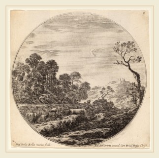 Stefano Della Bella (Italian, 1610-1664), Cows Grazing in a Valley, 1646, etching